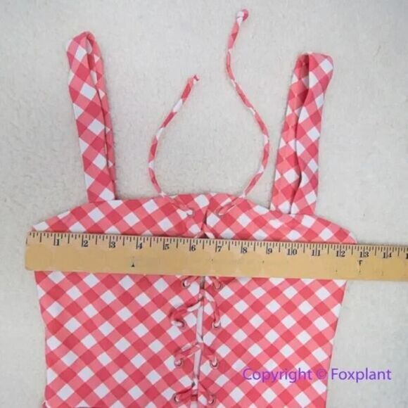 NEW Onia Raquel Barbiecore‎ pink gingham check raquel one piece swimsuit, size S - Picture 3 of 16